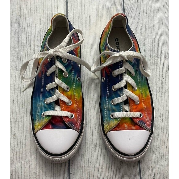 Rainbow Tie Dye Converse All Stars Boy Girl Shoes, Size Youth 2 - Picture 1 of 6